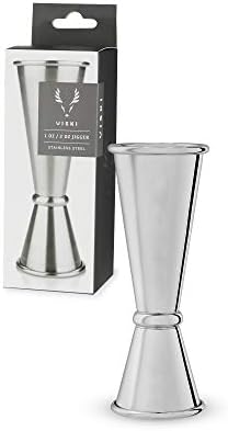Viski Japanese Style Double Jigger for Cocktails, Bar Kit Essential with Interior Measurements, 1 oz And 2 oz, Stainless Steel