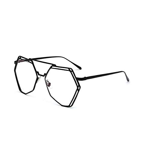 mincl/Oversized Metal Geometric Frame Clear Lens and Color Sunglasses -yhl