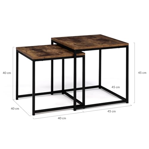 IDMarket - Lot de 2 Tables Basses gigognes Dayton 40/45 Effet Vieilli Design Industriel – Image 4