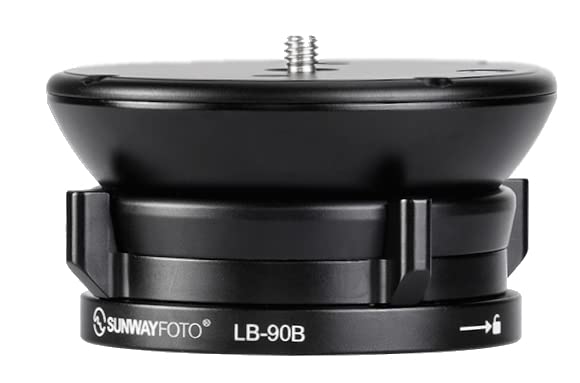 Sunwayfoto Black LB-90B 90mm Low Profile Leveling Base for Tripod w Butterfly Lock Collar +/-15° Tilt
