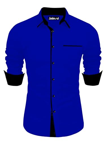 Image of Men's Regular Cotton Casual Slim Fit Shirt with Classic Collar, Long Sleeve, Solid Pattern, Breathable Fabric, and Unique Design for a Timelessly Modern