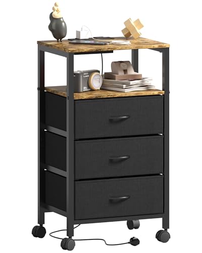 Lutown-Teen Bedside Table with Charging Station, Night Stand Smal...