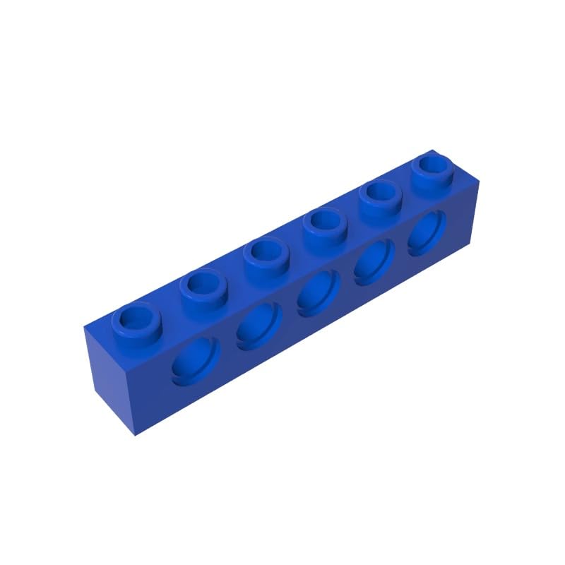 Gobricks 3894 Technology Brick Technic Brick 1x6 [5 Holes] 50 Pieces GDS-626 Compatible with Lego Building Blocks Color:Blue — image 1