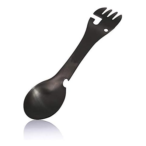 THETAG Campingbesteck,Camping Besteckset Spork Outdoor Löffel Gabel Messer Flasche Dosenöffner Camping Edelstahl Besteck Reisen Funktionelle Essen Multi-Tool Utensil Cover