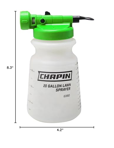 Chapin G390 Hose End Sprayer for Water Soluble Materials, 20 Gallon, 32 Ounce Tank, Finger Control and Backflow Prevention, for Spraying Lawns, Weeds, Insects, Fertilizers, Translucent White