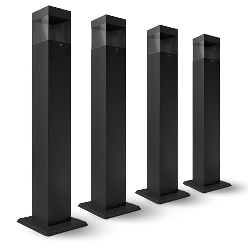 SSC-LUXon 4x RABELA Pollerleuchte Sockellampe IP44 - Wegeleuchte Außen quadratisch mit G9 Fassung ohne Leuchtmittel - Außenlampe für Einfahrt,...