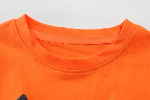 Halloween Shirt for Toddler Boy Girl Pumpkin Ghost Face Crewneck Short Sleeve Tshirt for Kid Halloween Clothes Top 2-7 Years4