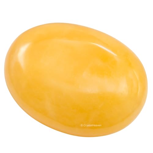 Image of Certified Yellow Aventurine Crystal Palm Pebbles Stones for Anxiety Stress Relief Massage - AAA Grade Original Healing Gemstone Agate Palm Stone for Yoga Meditation Spiritual Reiki Feng Shui