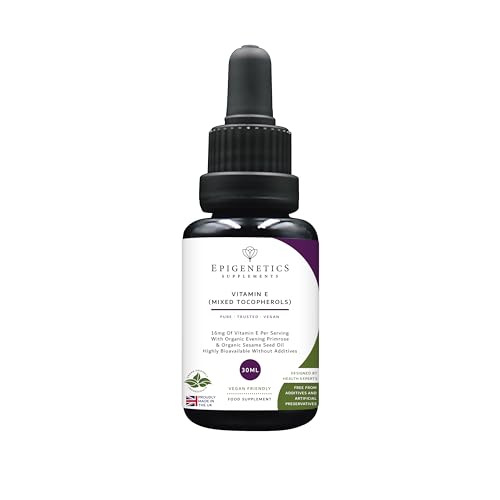 Mixed Tocopherols Oil 30ml | 16mg Vitamin E Per Drop | Organic Cold Pressed Evening Primrose + Sesame Seed Oil | Miron Violet Glass | Vegan Liquid UK Made