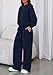 PRETTYGARDEN Womens Sweatsuits 2 Piece Set 2026 Casual Winter Long Sleeve Hoodie Loose Wide Leg Sweatpants Fall Tracksuit (Navy Blue,Small)