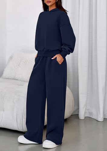 Image of PRETTYGARDEN Womens Sweatsuits 2 Piece Set 2026 Casual Winter Long Sleeve Hoodie Loose Wide Leg Sweatpants Fall Tracksuit