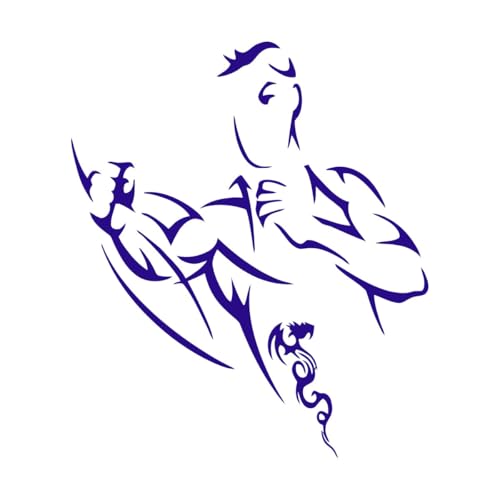 Stickers artistiques en vinyle Coup de poing Arts martiaux Boxe Boxe Frappe 51x59.4cm Étanche Bleu foncé