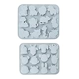 QZDAFFIC 2 moldes de silicona para chocolate, 12 dibujos animados, serie de animales, molde de chocolate, molde de silicona antiadherente 3D de animales, moldes de silicona para hornear pasteles y
