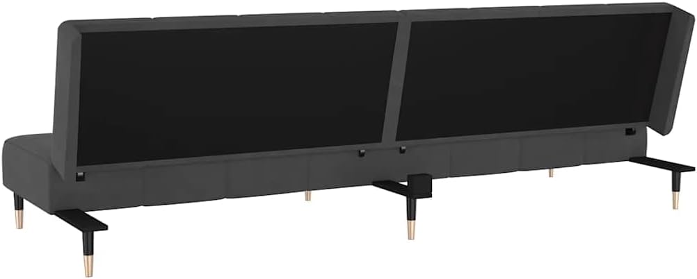 Sofa Bed Dark Grey Velvet (100% Polyester) Living Room Furniture