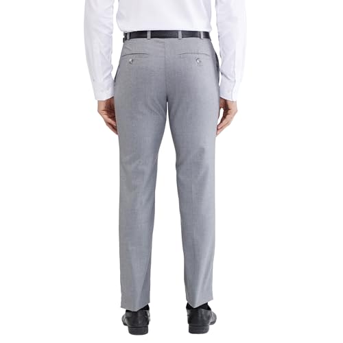 Image of Raymond Men Slim Fit Structure Pattern Polyester Blend Flat Front Formal Trouser