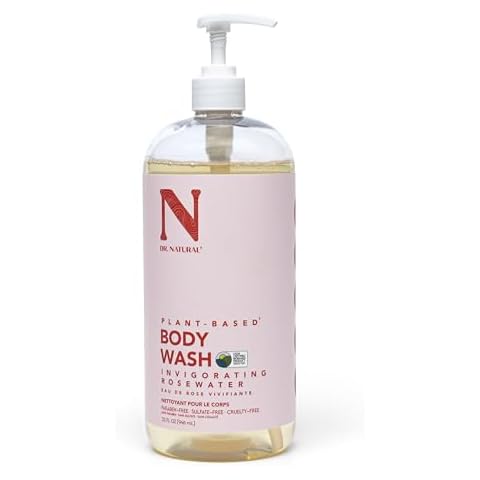 Dr. Natural Body Wash, Invigorating Rosewater, 32 oz - Moisturizing Body Wash for Dry Skin - Pure Plant-Based - Enriched with Organic Shea Butter - Hypoallergenic, Suitable for All Skin Types Cover