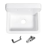 Eridanus 21 Inch Utility Sink, Wall Mounted Farmhouse Bathroom Sink, 21' x 16' x 18.5' Modern Laundry Sinks Above Counter, Floating Porcelain Ceramic Tub High Back for Garage, Washing Room, Kitchen