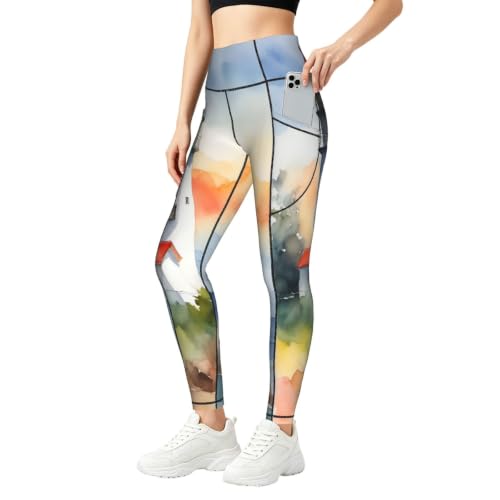 Pantalones de yoga con bolsillos para fitness running leggings estampados