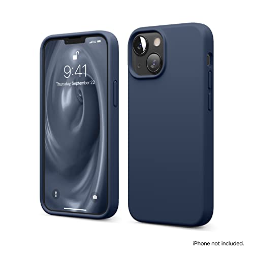 elago Silicona Líquida Funda Compatible con iPhone 13 Mini Case (5.4"), Silicona Premium, Protección Completa - Prueba de Golpes, Anti-Arañazos Revestimiento de Microfibra Suave (Azul Oscuro)
