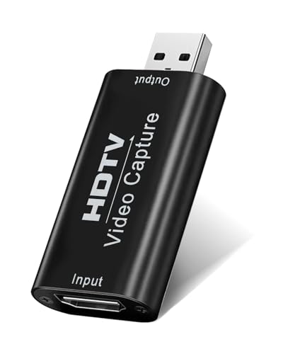 HDMI to USB 2.0 Audio Video Capture Card, HDMI Capture 1080P Output Recording Card Grabber for Live Broadcasts Streaming Gaming Conference - Compatible with PS5 PS4 Xbox Switch OBS PC Mac OS