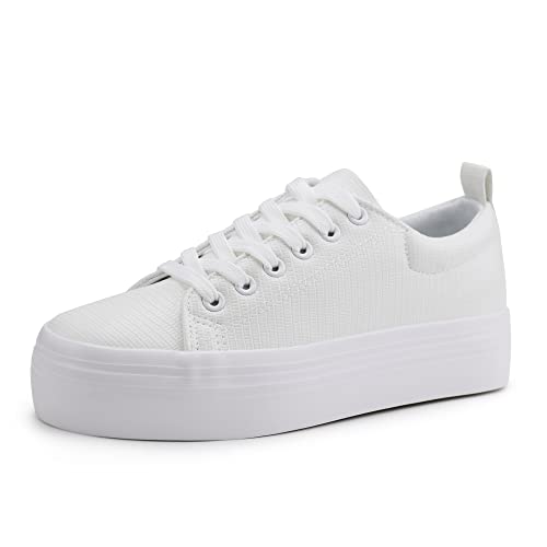 Image of JABASIC Women Lace Up Platform Sneakers Comfortable Casual Fashion Sneaker Walking Shoes