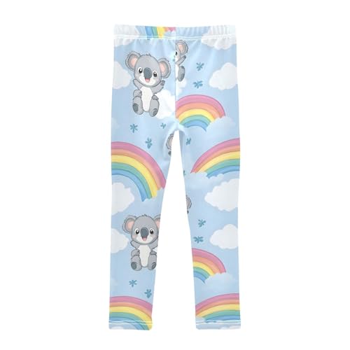Koala Rainbow Pattern Girls Leggings Ultra Soft Compression Yoga Gym Pants for Kids 4-10T2