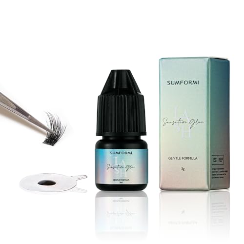 SUMFORMI Sensitive Lash Glue Black DIY & Professional Lash Extension Glue Latex Free Individual Cluster Lash Glue for Eyelash Extension Glue Waterproof Lash Cluster Glue Long Lasting 2 Week Lash Glue