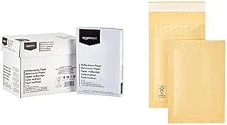 Amazon Basics Multipurpose Copy Paper A4 80gsm, 5x500 Sheets, White & Bubble Mailer, Gold, 100 mm x 165 mm, 100 Pack