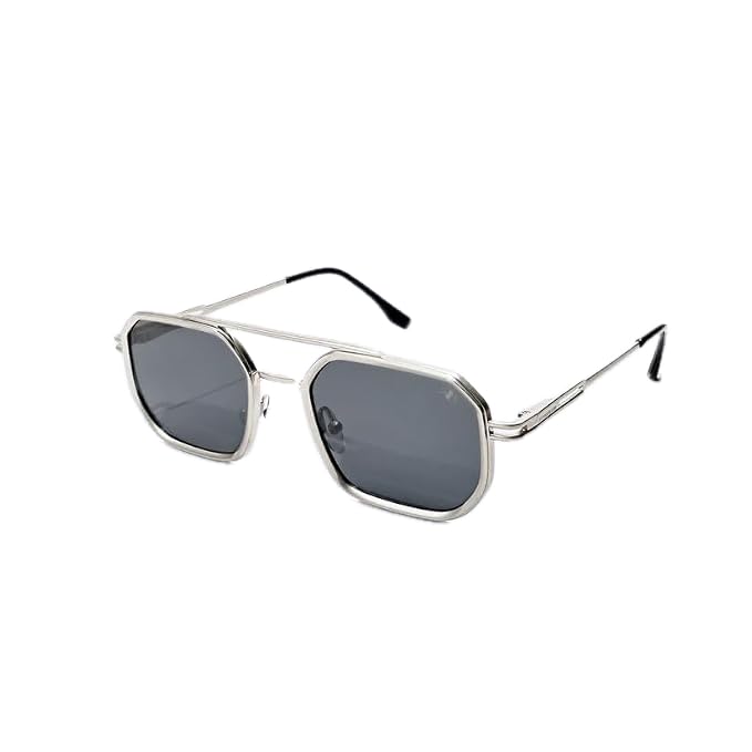Metal Aviator 2.0 Silver Black Sunglasses for Men & Women Premium Metal Frame UV400 Protection Black Lenses Lightweight Double Bridge Aviator Eyewear-image-36