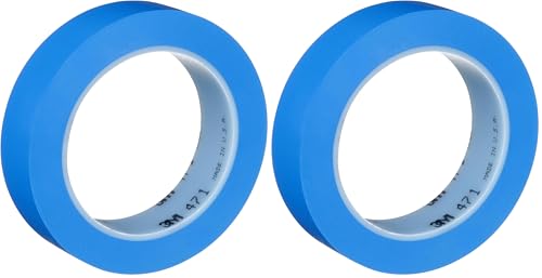 Image of 3M Vinyl Tape 471, 1 in x 36 yd, Blue, 1 Roll, Paint Alternative for Floor Marking, Social Distancing, Color Coding, Safety Marking (Pack of 2)