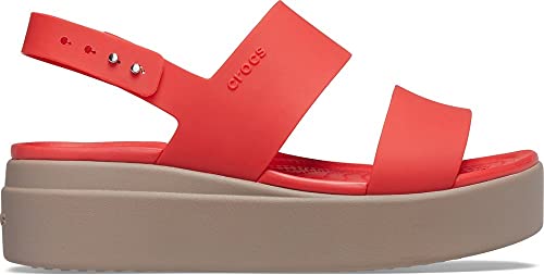 Image of Crocs Women's Brooklyn Low Wedge W Flame /Mushroom Fashion Sandals-2 Kids UK (206453-6SQ)