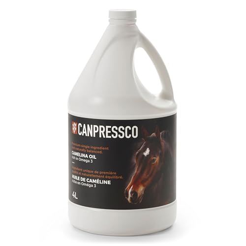 Canpressco Camelina Oil 4 L Jug with Dispensing Pump | Oil for Equine, Canine and Feline Joint, Coat and Skin Health