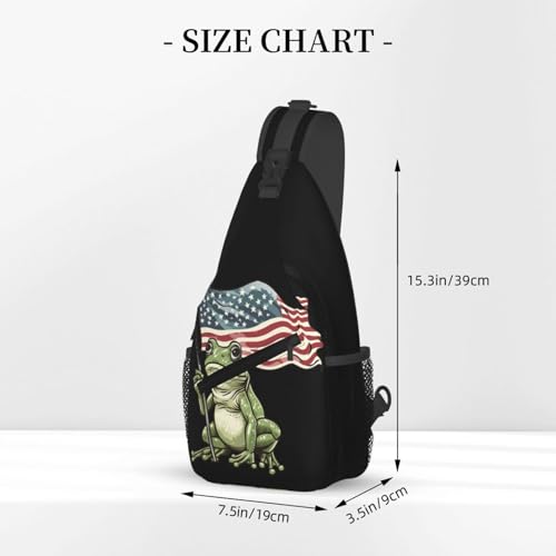 Frog Holding American Flag Sling Backpack Unisex Crossbody Chest Bag Shoulder Chest Bag For Women Men Hiking Travel3
