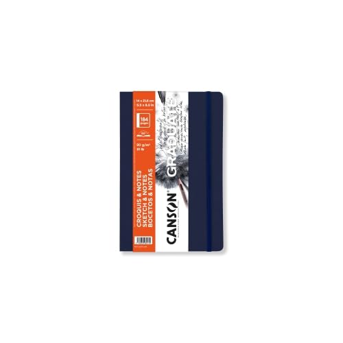 Lot de 5 Carnet 92 feuilles Canson® Graduate Sketch & Notes 14x21,6 90g/m², papier très lisse blanc, couv. bleu foncé