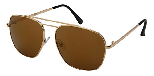 Edge I-Wear Square Aviator Sunglasses Men Metal Square Sunglasses Double Brow Bar 5133-KGM-3(G.kgm)