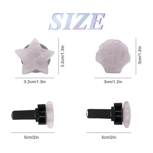Image of ORIESSE Boho Car Decor,4pcs Beach Car Air Freshener Vent Clips,Natural Crystal Stone Stars Seashell Hippie Decoations for Women,Best Wishes for Lover and Friend (white and pink)