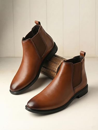Image of GreaTech Men's Chelsea Boots | Premium Synthetic Leather Slip-On Formal Shoes for Men | Classic Ankle Boots with Anti-Slip Sole | Office, Party & Casual Wear