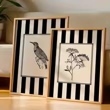 DIHANSM Schwarze Vögel & Blumen Wandbild-Set - Minimalistische Natur-Linienzeichnungen, Leinwandposter für Büro- & Schlafzimmerdekoration XXL (30 x 40 cm x 2 Stück/Galerie-Leinwand)