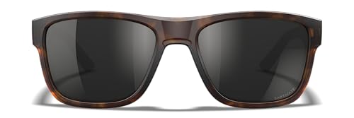 Image of Wiley X Ovation Captivate Polarized Sunglasses, Safety Glasses for Men and Women, UV Eye Protection for Shooting, Fishing, Biking, and Extreme Sports, Matte Tortoise Frames, Black Mirror Tinted Lenses