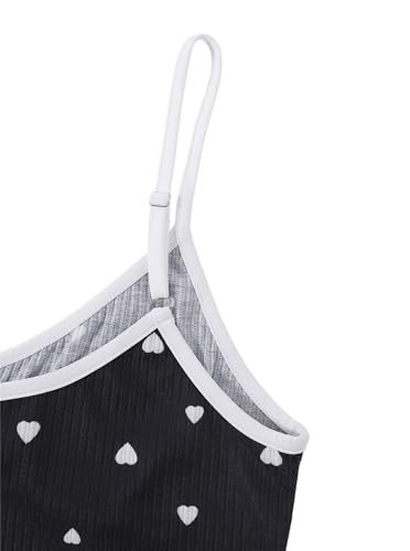 Image of Hilinker Womens Graphic Print Ribbed PJ Set Crop Cami Tops and Shorts Cute Pajamas Set