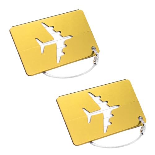 Kit 2 Tags Identificador De Mala Mochila Bagagem Viagem Alumínio Resistente (Amarelo)