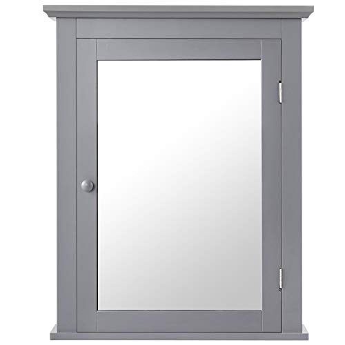 Glacer Bathroom Mirror Cabinet, Wall Mounted Storage Cabinet With Mirror Door And Adjustable Shelf, Mirrored Medicine Cabinet For Bathroom, Living Room, Cloakroom, 22 X 6 X 27.5 Inches (Grey) #TOP7