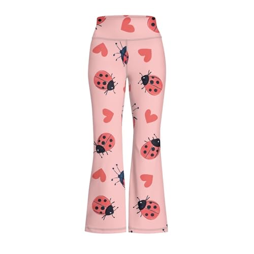 Valentines Flare Leggings for Girls 5-14 Years Heart High Waisted Yoga Pants Bell Bottoms Activewear