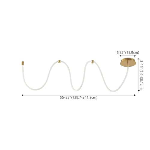JONATHAN Y 55" Brass Gold Modern Minimalist Linear LED Flush Mount Light, 360° Adjustable Silicone Neon Rope, Dimmable Lamp for Bedroom, Living Room, Home Office JYL7141A by JONATHAN Y - Image 4
