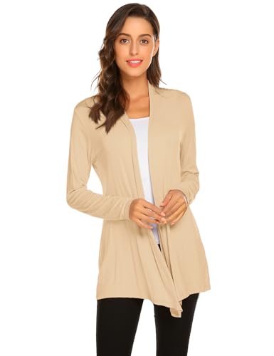 Image of Newchoice Womens Casual Lightweight Long Sleeve Cardigan Soft Drape Open Front Fall Dusters (S-3XL)