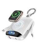 Portable Charger, 10000mAh 22.5W Fast Charging Power Bank with Built-in Cables, Travel Essentials Battery Pack with LED Display for iPhone, Portable iWatch Charger for 11/10/9/8/7/6/5/4/SE/Ultra White