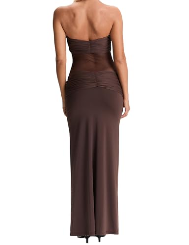 Image of Women's Maxi Dress Removable Spaghetti Straps Knotted Twist Sweetheart See Through Night Club Party Cocktail Bodycon Dress