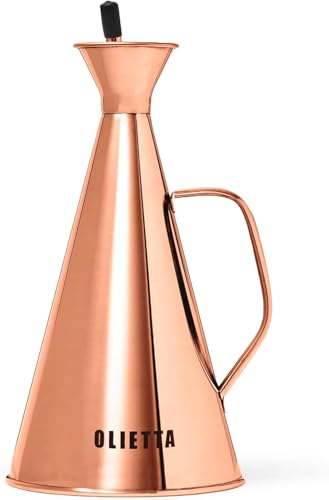 Olietta Oil Dispenser Copper Stainless Steel Non Drip Leak Proof No Mess Olive Oil & Vinegar Pourer & Kitchen Drizzler Bottle 750ML 0.75 Litre Great for Pouring & Drizzling Easy to Clean & Leakproof