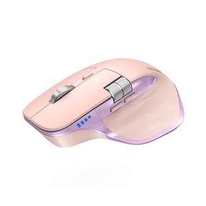 TECKNET Wireless Mouse, Bluetooth Mouse (BT5.3/5.0 & 2.4G) Rechargeable Ergonomic Optical Mouse with 6 Adjustable DPI, Side Scroll, USB A Receiver, 7 Buttons, Wide Compatibility – Pink & Purple