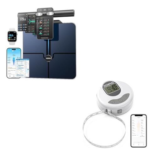 RENPHO Body Measuring Tape, Bluetooth Smart Tape Measure with Lock Hook & Retractable Function, Accurate Body Fat Measurement Device for Weight Loss, Muscle Gain, Fitness Bodybuilding, 60in /150cm
